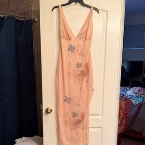 Peach Floral Maxi Dress